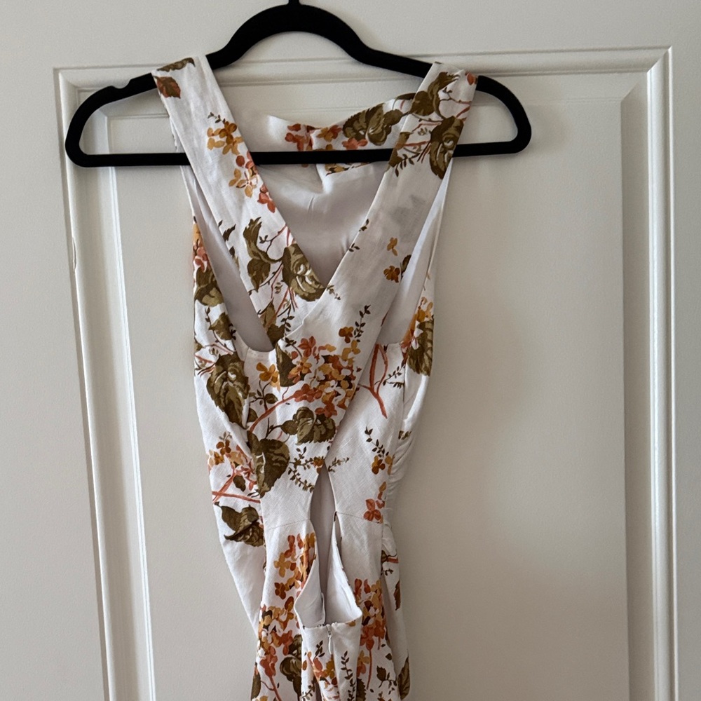 Reformation White Maxi Dress with Olive and Rust Floral Print - Picture 4 of 5